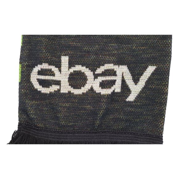 eBay Open 2023 Neck Scarf Reversible Checkered Striped Black Multicolor Fringe - Picture 4 of 7